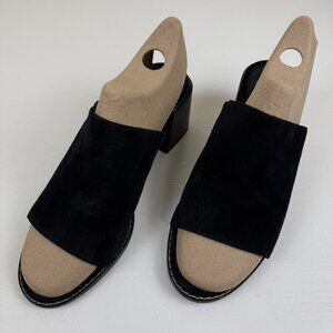 EUC Aquatalia Black Suede Leather Jayne Mules Heel Slides